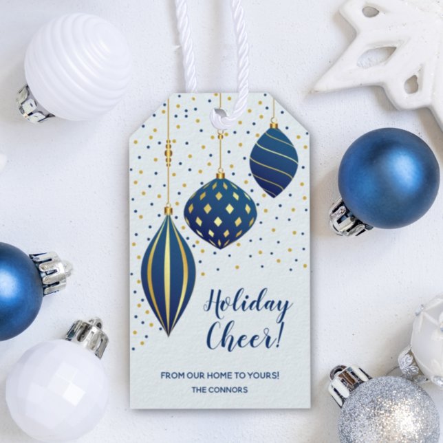 Blue Gold Weihnachtsschmuck und Dots Holiday Geschenkanhänger (Von Creator hochgeladen)
