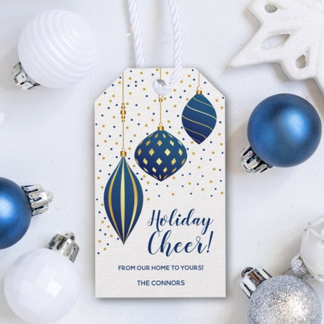 Blue Gold Weihnachtsschmuck und Dots Holiday Geschenkanhänger (Von Creator hochgeladen)