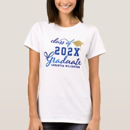 Blue Gold White Class 2025 Graduate Abschluss T-Shirt