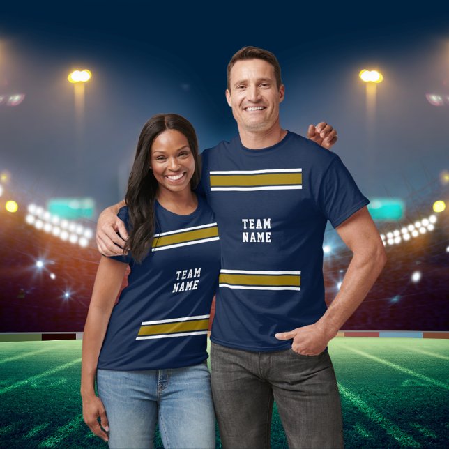 Blue Gold White Sports Jersey Teamname Unisex T-Shirt (Blue Gold White Sports Jersey Team Name Unisex T-Shirt)