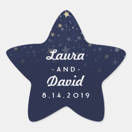 Blue Gold & White Stars Hochzeiten & Datum Stern-Aufkleber