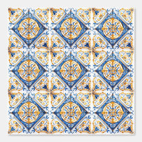 Blue Gold & White Talavera Azulejo Look Tile