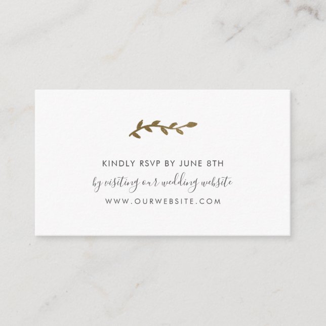 Blue Gold Wreath Hochzeitswebsite uAwg Begleitkarte (Vorderseite)