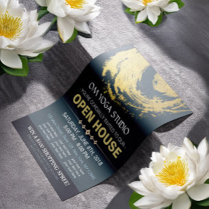 Blue & Gold YOGA-Massagestudio - Open House Flyer