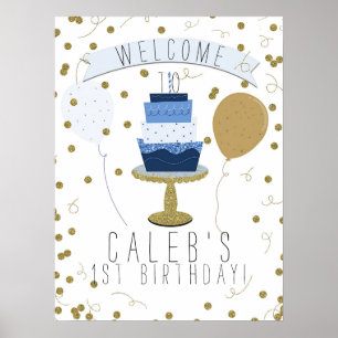 Blue & Gold Zucker ist süße 1. Erste Geburtstagsto Poster