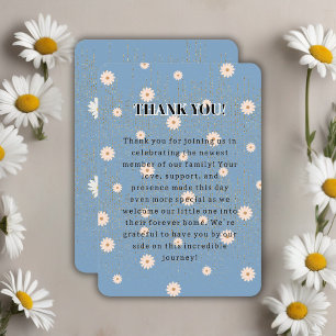 Blue Golden Daisy Glitzer Glow Baby Dusche Dankeskarte