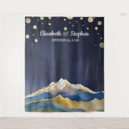 Blue Golden Mountains Hochzeitskabine Hintergrund Wandteppich