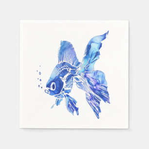 Blue Goldfish Pet Aquarium oder Teich Fisch blaue  Serviette