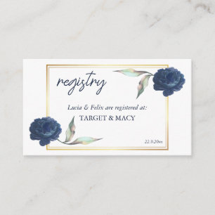 Blue GoldFrame Floral Wedding Card Begleitkarte