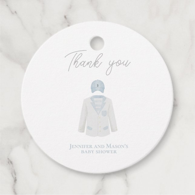 Blue Golf Baby Dusche Party Geschenkanhänger (Vorderseite)