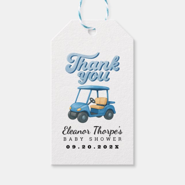 Blue Golf Baby Dusche Vielen Dank Tag Geschenkanhänger (Vorderseite)