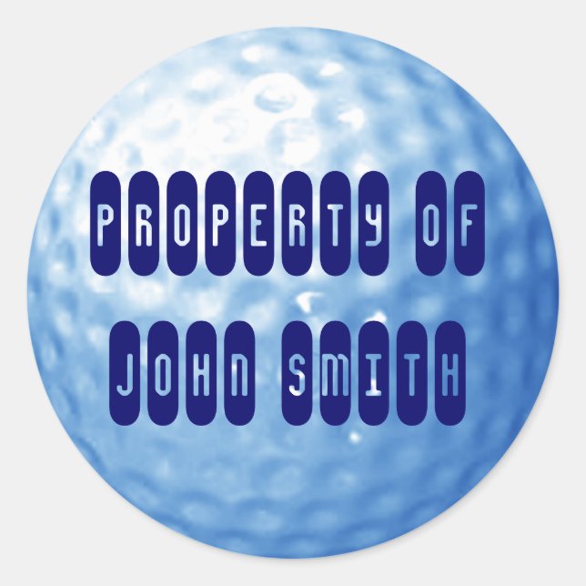 Blue Golf Ball Eigenschaft Name Stickers (Vorderseite)