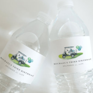 Blue Golf Birthday Par-tee Wasserflaschenetikett