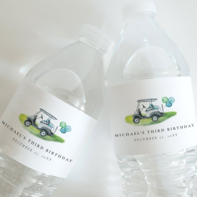 Blue Golf Birthday Par-tee Wasserflaschenetikett (Von Creator hochgeladen)