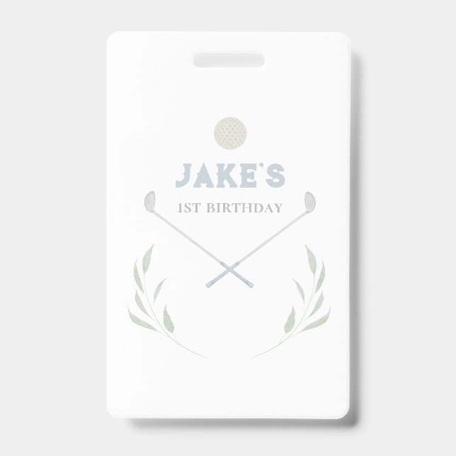Blue Golf Birthday Party Paper Teller Ausweis (Vorderseite)