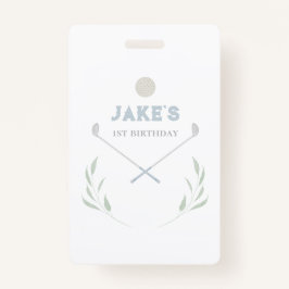 Blue Golf Birthday Party Paper Teller Ausweis