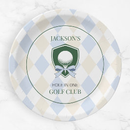 Blue Golf Hole in One Boys Sports 1. Geburtstag Pappteller