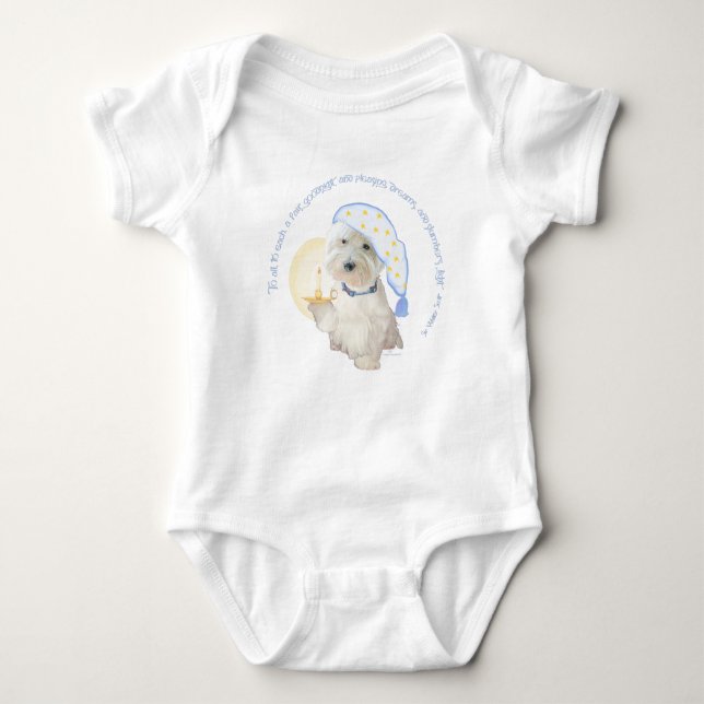 Blue Goodnight Westie mit Candle Baby Strampler (Vorderseite)