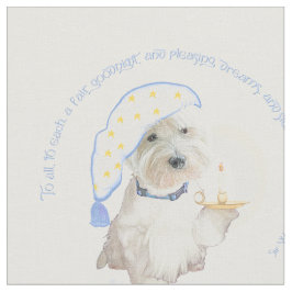 Blue Goodnight Westie mit Candle Stoff