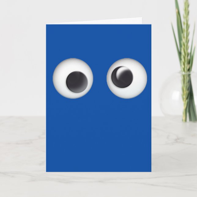Blue Googly Eyes Happy Birthday Card Karte (Vorderseite)