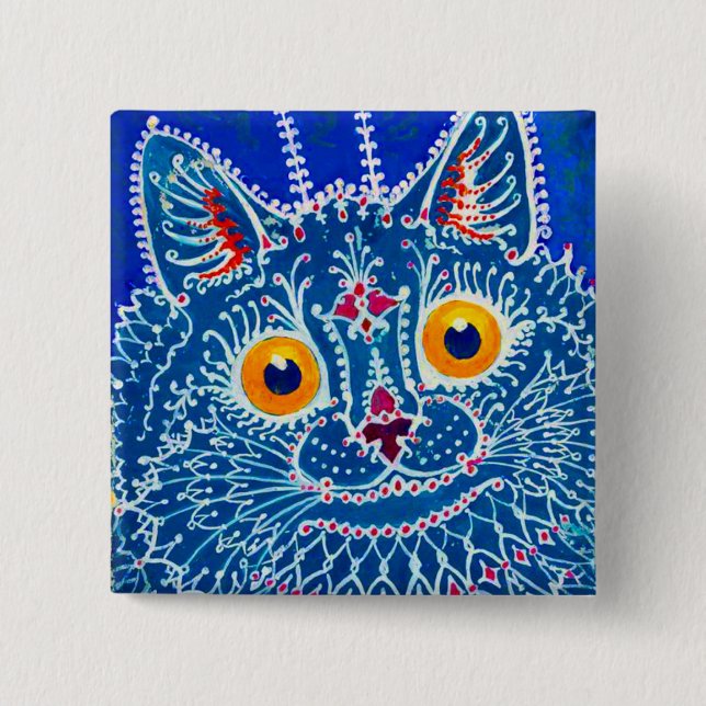 Blue Gothic Cat Button (Vorderseite)
