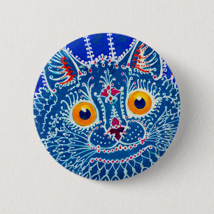Blue Gothic Cat Button