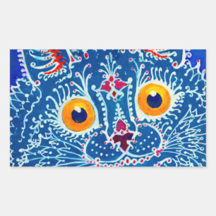 Blue Gothic Cat Rechteckiger Aufkleber