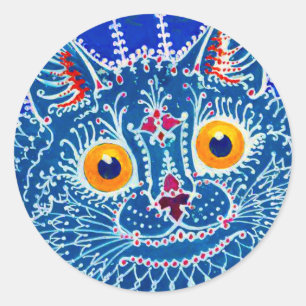 Blue Gothic Cat Runder Aufkleber