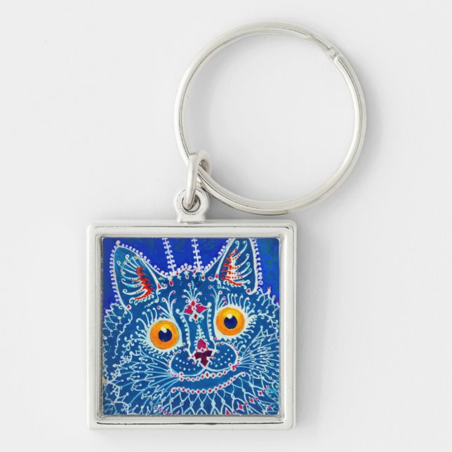 Blue Gothic Cat Schlüsselanhänger (Vorne)