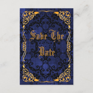 Blue Gothic & Gold Gerahmt Sweet 16 Save the Date