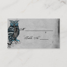 Blue Gothic Owl Posh Wedding Platzkarten