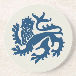 Blue Gothic Revival Lion Sandstone Untersetzer