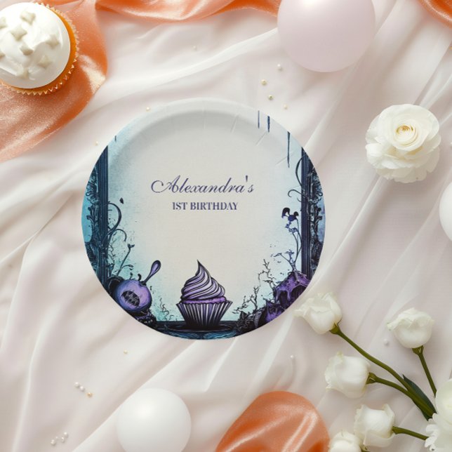 Blue Gothic Spooky ONE Geburtstag Pappteller (Von Creator hochgeladen)