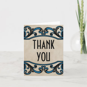 Blue Gothic Wirbel Danke-Card Dankeskarte