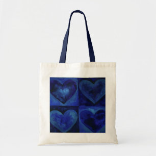 Blue Gouache Abstrakt Hearts Tote Bag Tragetasche