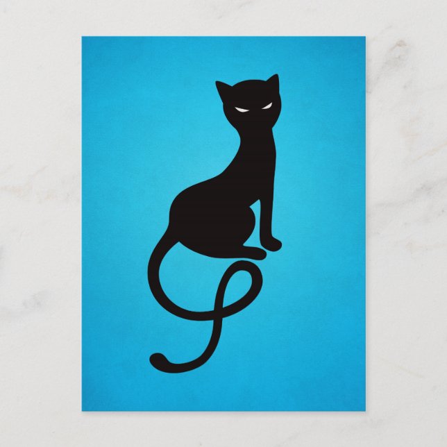Blue Gracious Evil Black Cat Postkarte (Vorderseite)