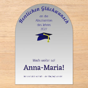 Blue grad cap - DEUTSCHE Glückwünsche Acryleinladungen