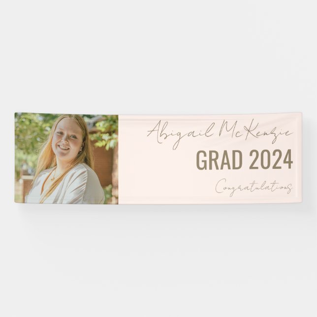 Blue Grad Foto Gold Text Abschluss Banner (Horizontal)
