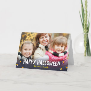 Blue Gradient Candy Corn Happy Halloween Foto Karte