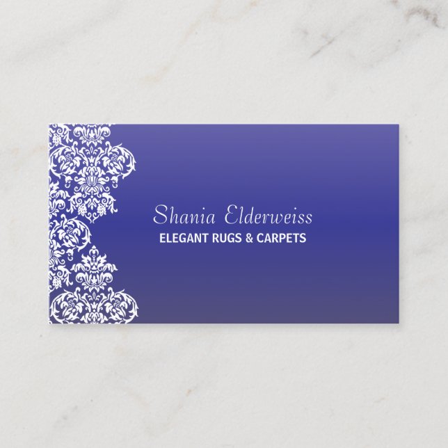 Blue Gradient Damask Business Card Visitenkarte (Vorderseite)