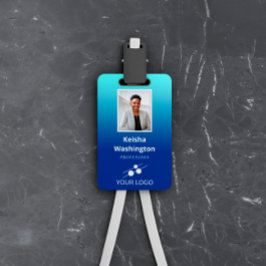 Blue Gradient Fügen Sie Ihre Logo-Mitarbeiter-ID h Ausweis