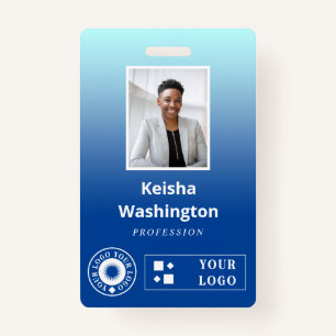 Blue Gradient Hinzufügen von zwei Logos Mitarbeite Ausweis