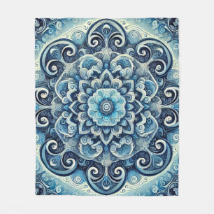 Blue Gradient Mandala Design 2 Fleecedecke