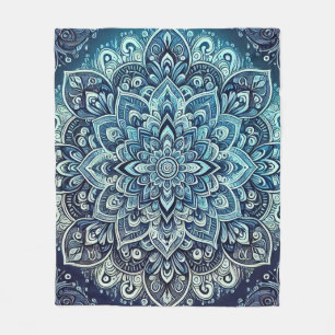 Blue Gradient Mandala Design Fleecedecke