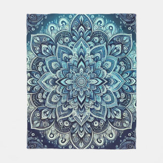 Blue Gradient Mandala Design Fleecedecke