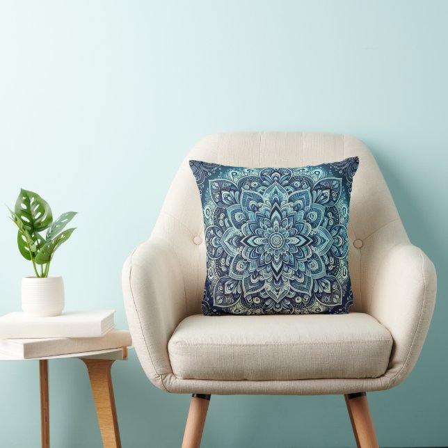 Blue Gradient Mandala Design Kissen (Stuhl )