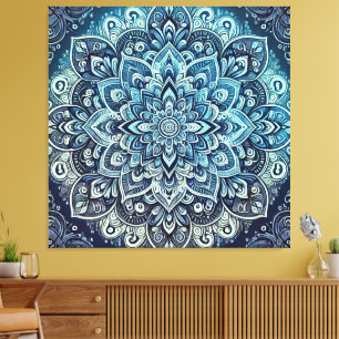 Blue Gradient Mandala Design Leinwanddruck