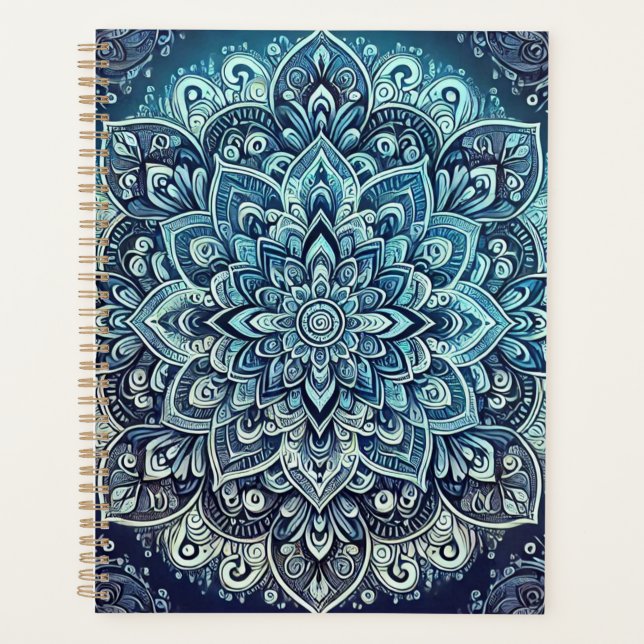 Blue Gradient Mandala Design Planer (Vorderseite)