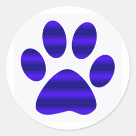 Blue Gradient Paw Print Runder Aufkleber