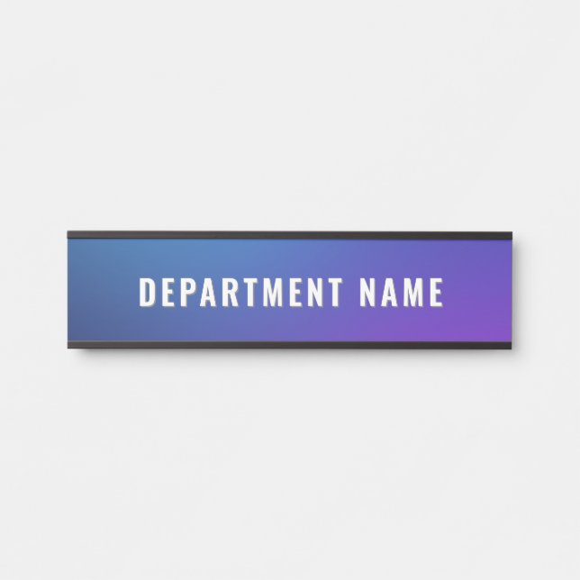 Blue Gradient Simple Department Name Türzeichen Ze Türschild (Vorderseite )